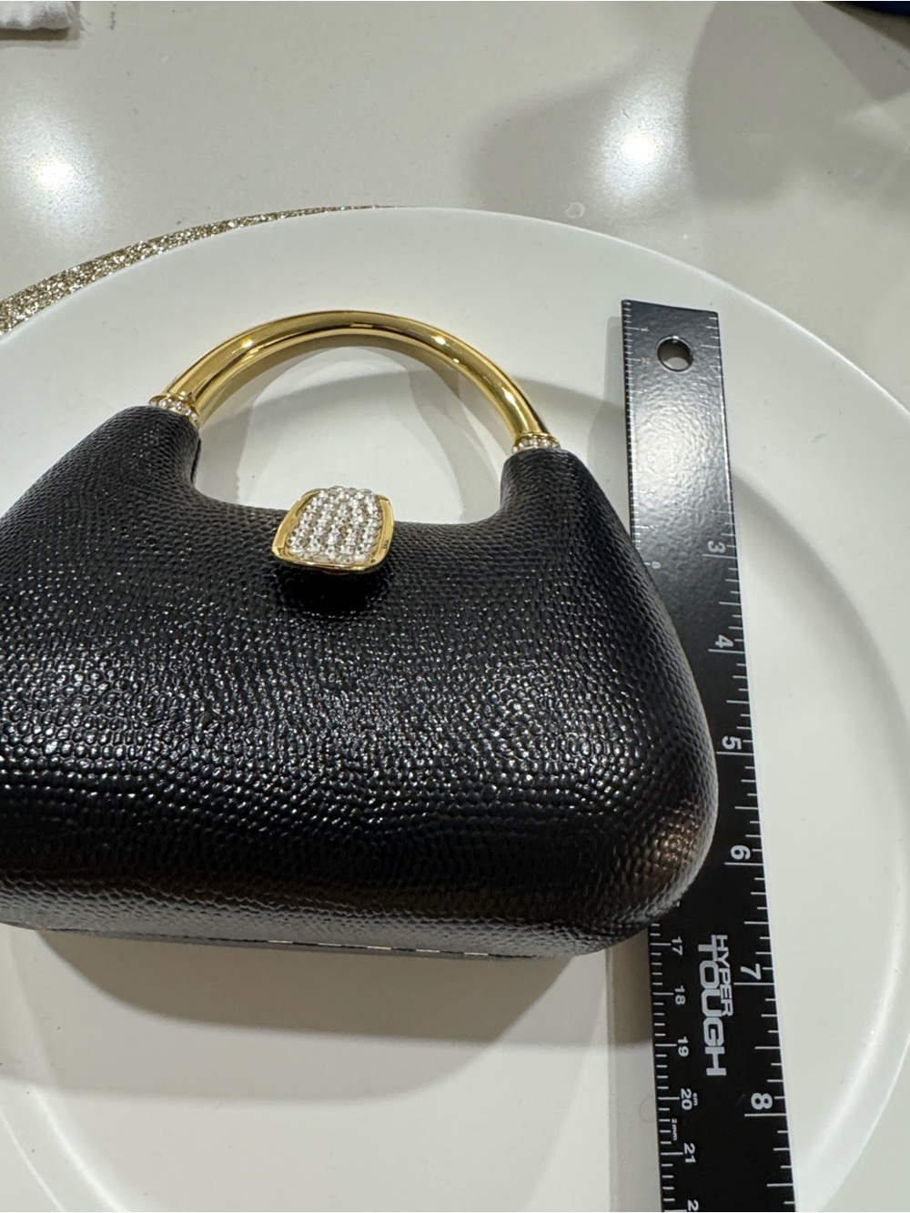 Elegant Black Crossbody mini Bag with Gold Handle and Chain